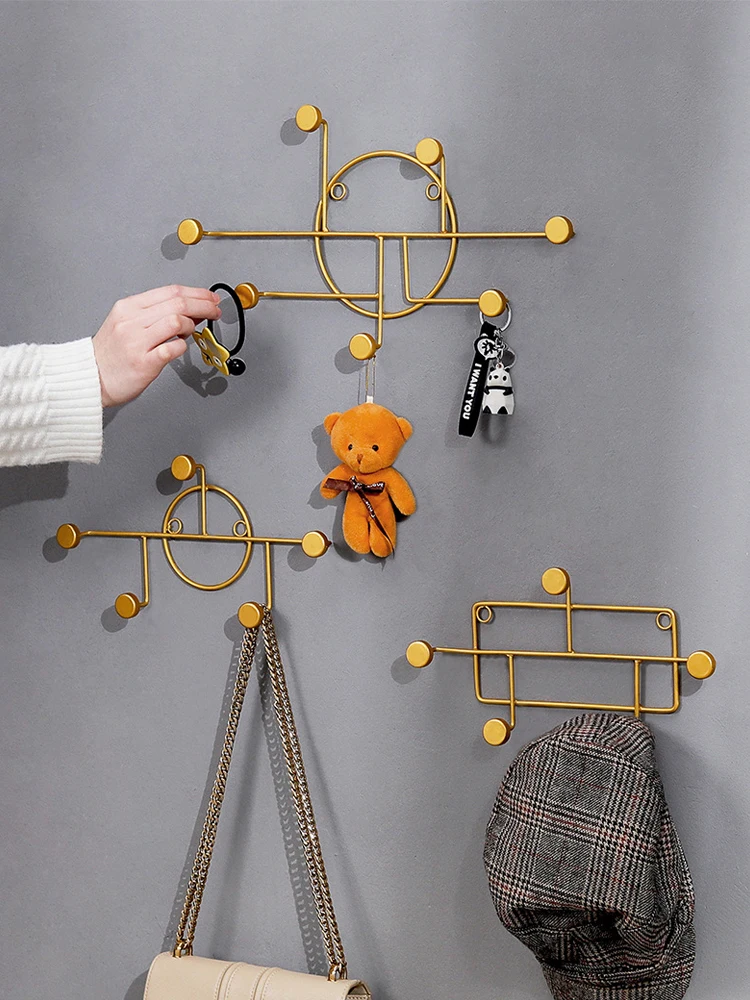 Золотистый геометрический настенный крючок в скандинавском стиле подвесной для