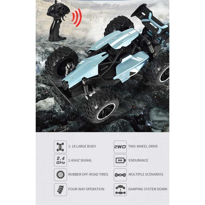 

1:18 2.4GHZ High-Speed Off-Road Climbing Car Light Music 306 degree Rotating Remote Control Car