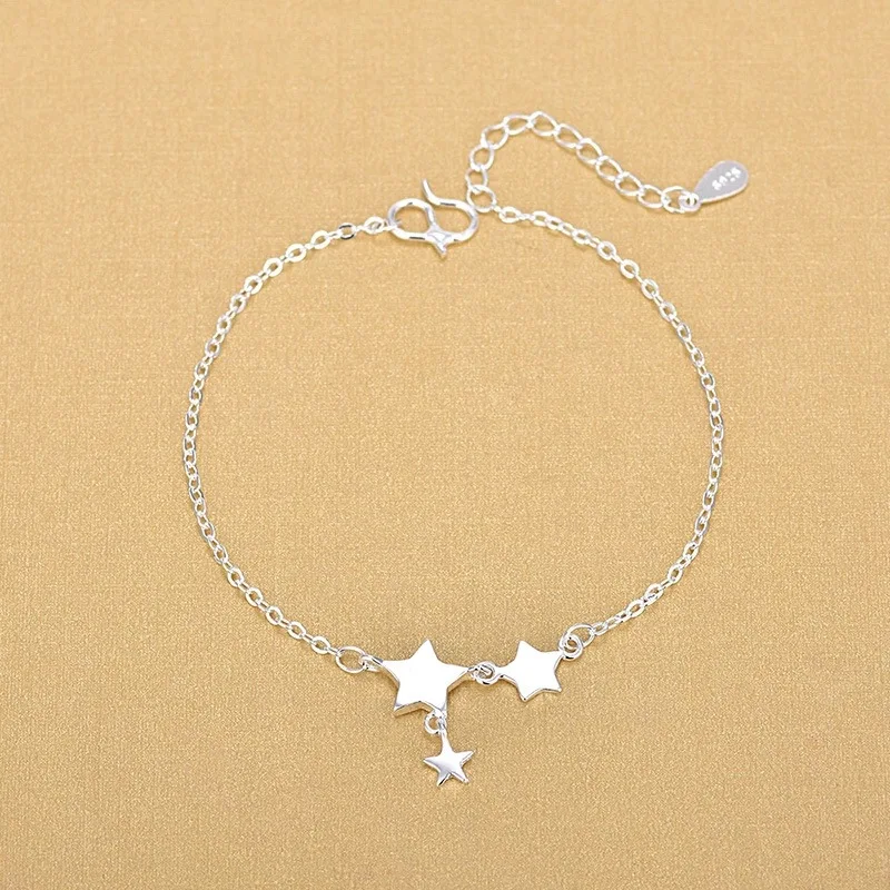 Silver Anklets 925 Fashion Silver Jewelry Star Anklet for Women Girls Friend Foot Barefoot Leg Jewelry Gift