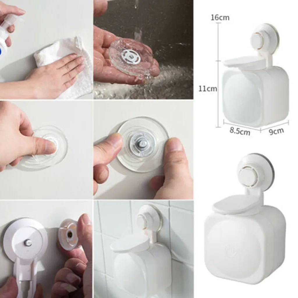 

Suction Cup Soap Dispenser Wall Mounted ABS Waterproof Soap Box for Bathroom Storage Box