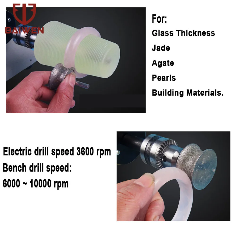 2mm-12mm Concave Diamond Grinding Wheel Glass Burr Drill Bits Abrasive for Bracelet Ring Jade Carving Polishing Wheels images - 6