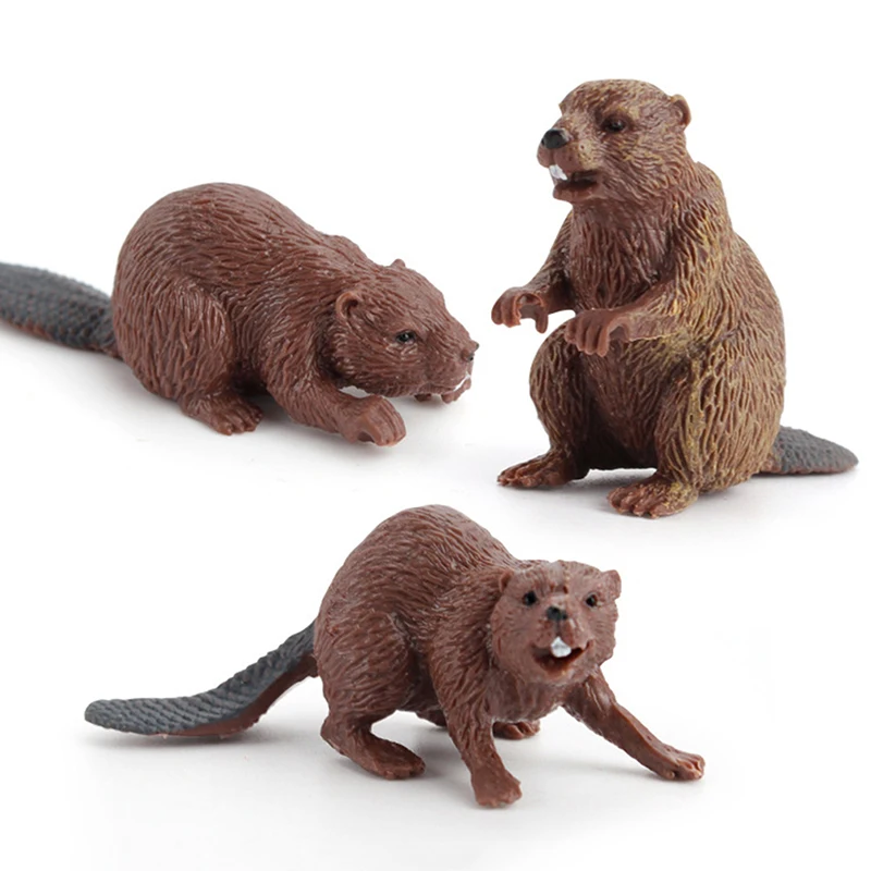 

Simulation Forest Wild Animal Model Beaver Figure Plastic Toy Figurine Gift For Kids High Quality 3pcs/set Children Toys