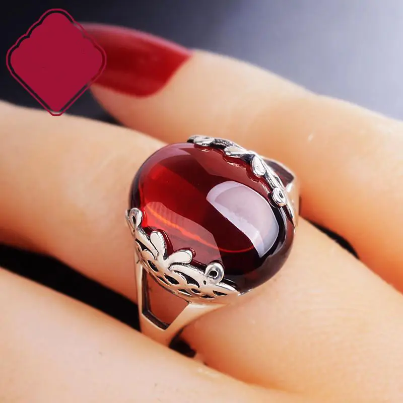 Новый Серебряный Регулируемый халцедон в ретро стиле большой драгоценный камень