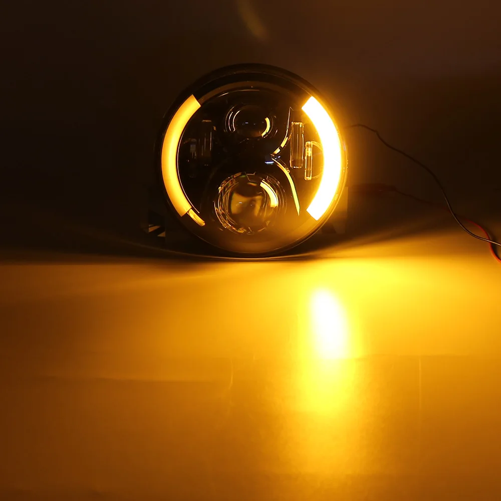 Универсальный 7 &quotсветодиодный фары для автомобиля с Белый Halo Ангел глаз DRL