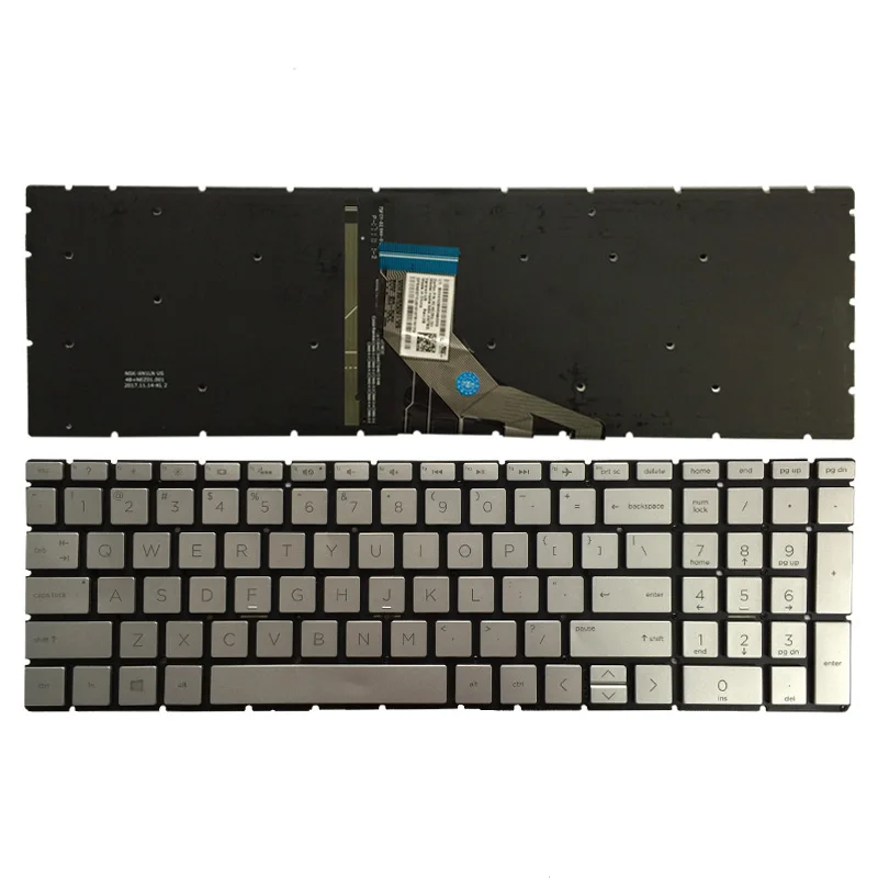 Новая клавиатура для ноутбука HP Pavilion 15-da0074nr 15-da0076nr 15-da0077nr 15-da0078nr серебристо-черная