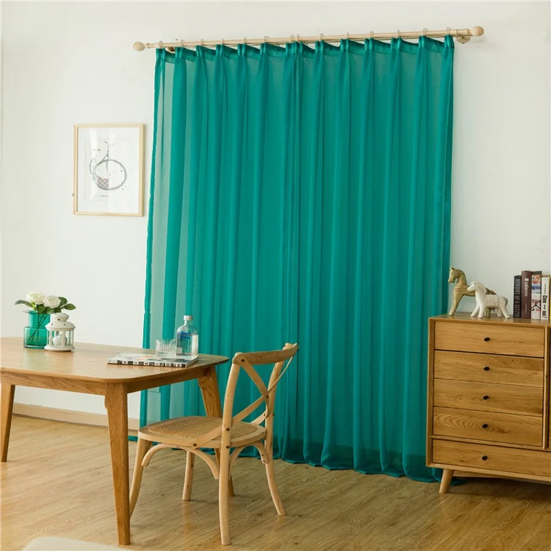 Черные однотонные тюль занавески для гостиной модные прозрачные ткань