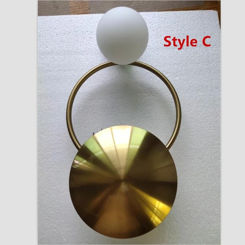 Медная кольцевая светодиодная настенная лампа в стиле лофт декоративное бра для