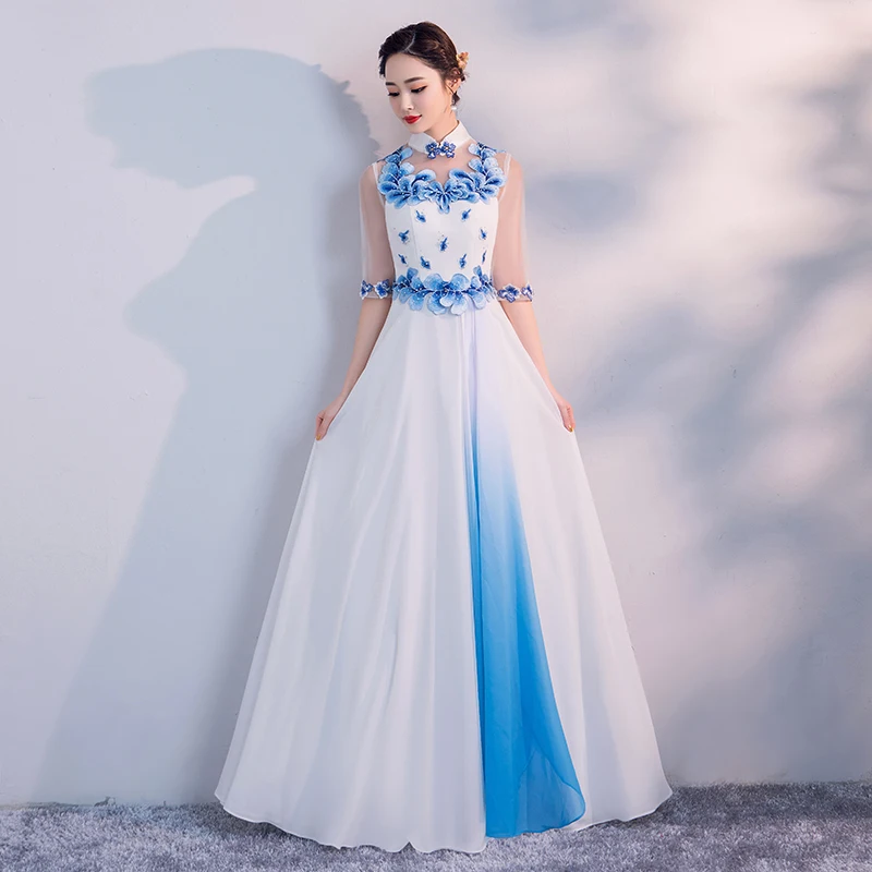 Женское свадебное платье в китайском стиле вечернее Ципао Элегантное Длинное