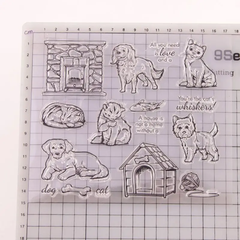 Силиконовый прозрачный Печатный штамп для кошек и собак DIY Скрапбукинг рельефная