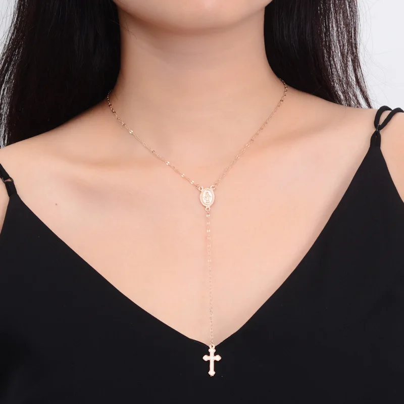 

Aesthetic Cross Necklace for Women Ladies Clavicle Chain Easter Tassel Pendant Necklace Jewelry Accessories Party Gift