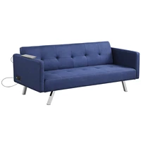 giantex convertible futon sofa bed folding recliner with usb ports power strip hv10009