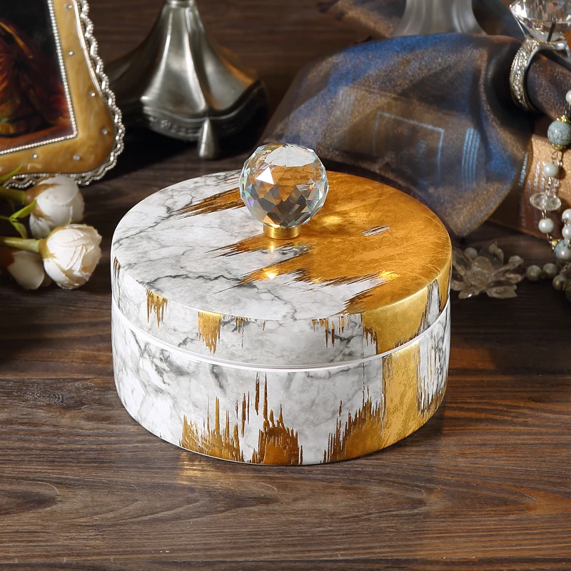 

Storage Boxes Cramic Crystal Ball Cover Box Jewelry Candy Nut Sundry Case Container Home Supplies