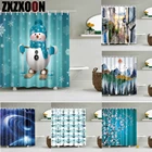 Занавеска для душа с 3d-изображением цветов, Рождества, снеговика, горы, s занавеска для ванной, фрикционная Водонепроницаемая занавеска из полиэстера с крючками