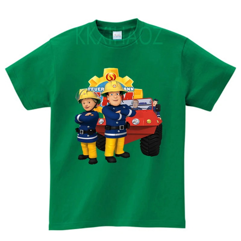 

Новая детская забавная Футболка с принтом пожарного Сэма детские летние топы для маленьких мальчиков и девочек, отличная Повседневная Футб...