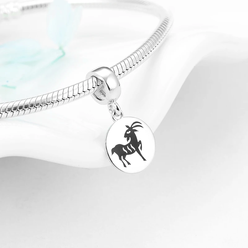 Fashion 925 Sterling Silver cute 12 Zodiac little Sheep fine Pendants beads Fit Original Kataoka Charm Bracelet Jewelry making | Украшения