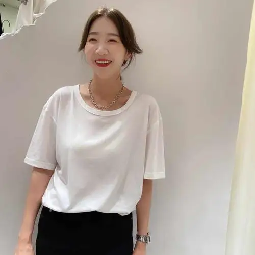

Fashion Logo Printing T Shirts Women's Short Sleeve Fashion 100% cotton Female T-Shirts gray