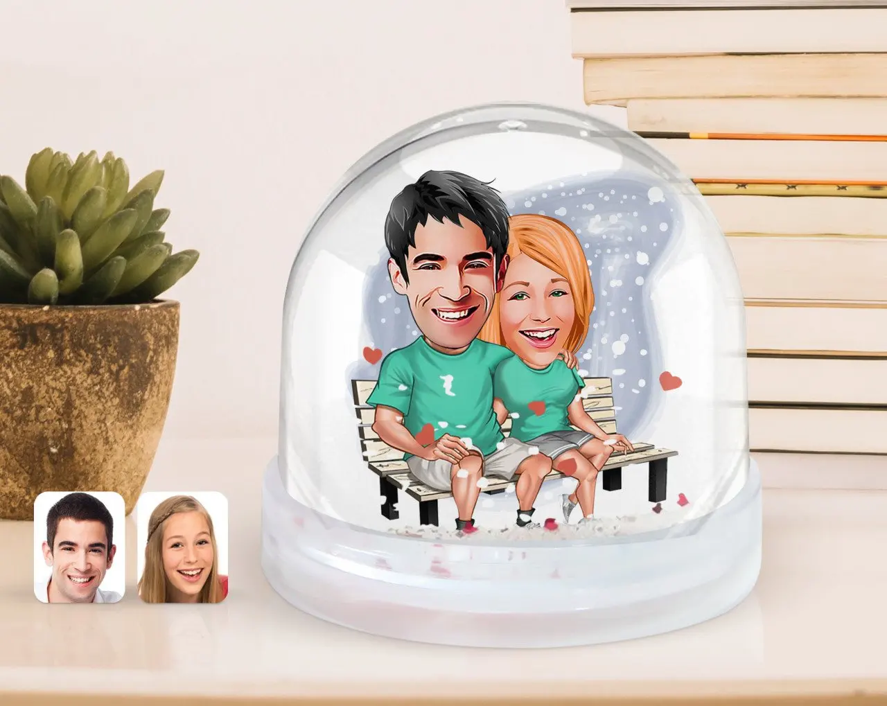 

Personalized Valentine Caricature Of Snow Küresi-55