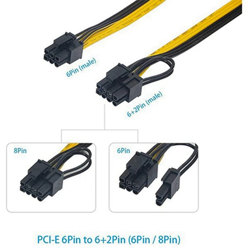 6 Pin PCI-E To 8 (6+2) (Male Male) GPU Power Cable 50Cm For Graphic Cards Mining HP Server Breakout Board | Компьютеры и офис