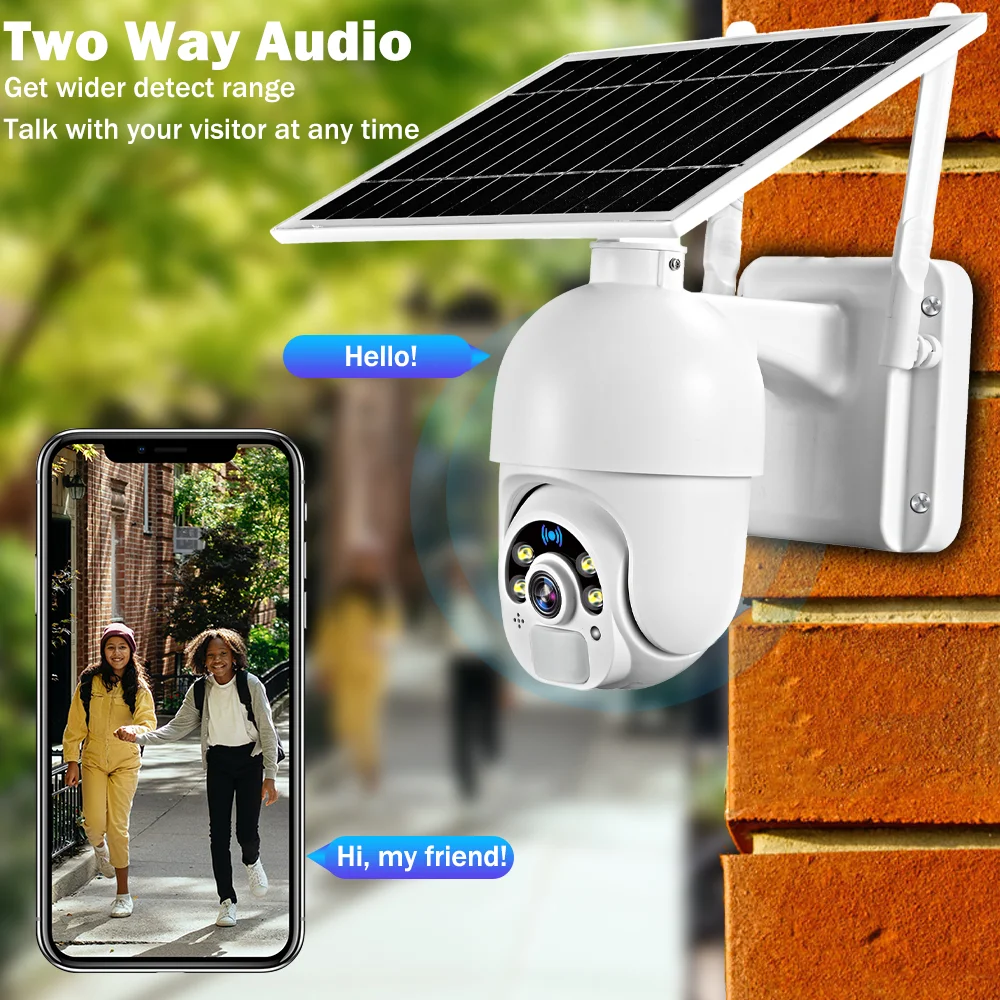 

Outdoor WIFI IP Camera 4G Sim Card With Solar Panel Security Camera 1080P PTZ Battery Surveillance Camera Street Video Camera