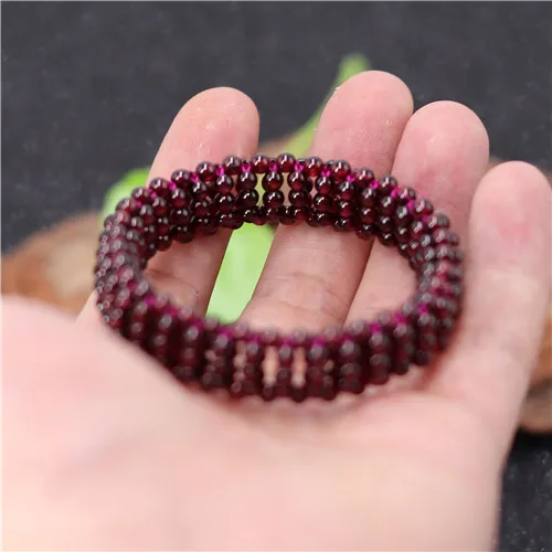 Натуральный 4 мм красный гранат эластичные бусины браслет модный очаровательный