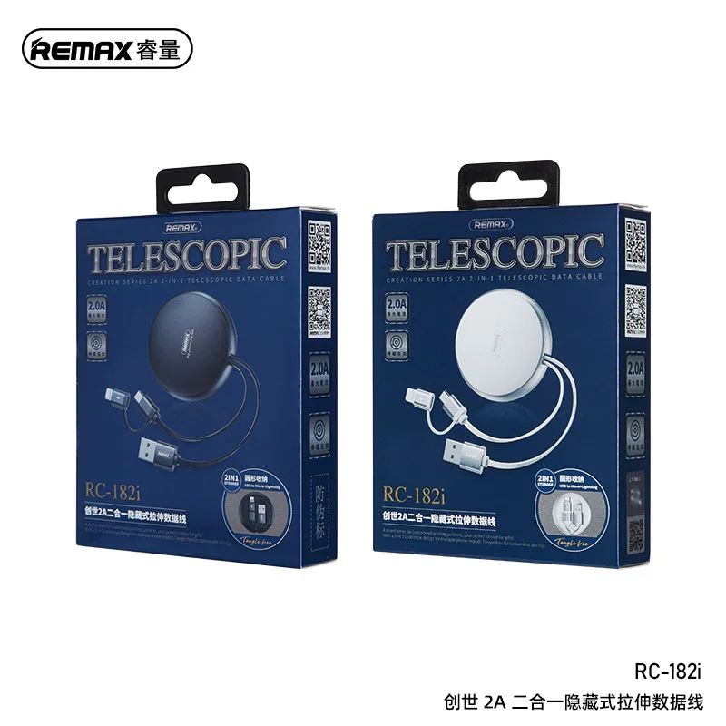 two in one telescopic cable data cable suit for apple and android free global shipping
