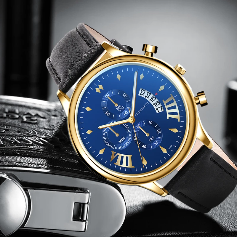 Часы наручные мужские в стиле ретро деловые повседневные кварцевые простые с