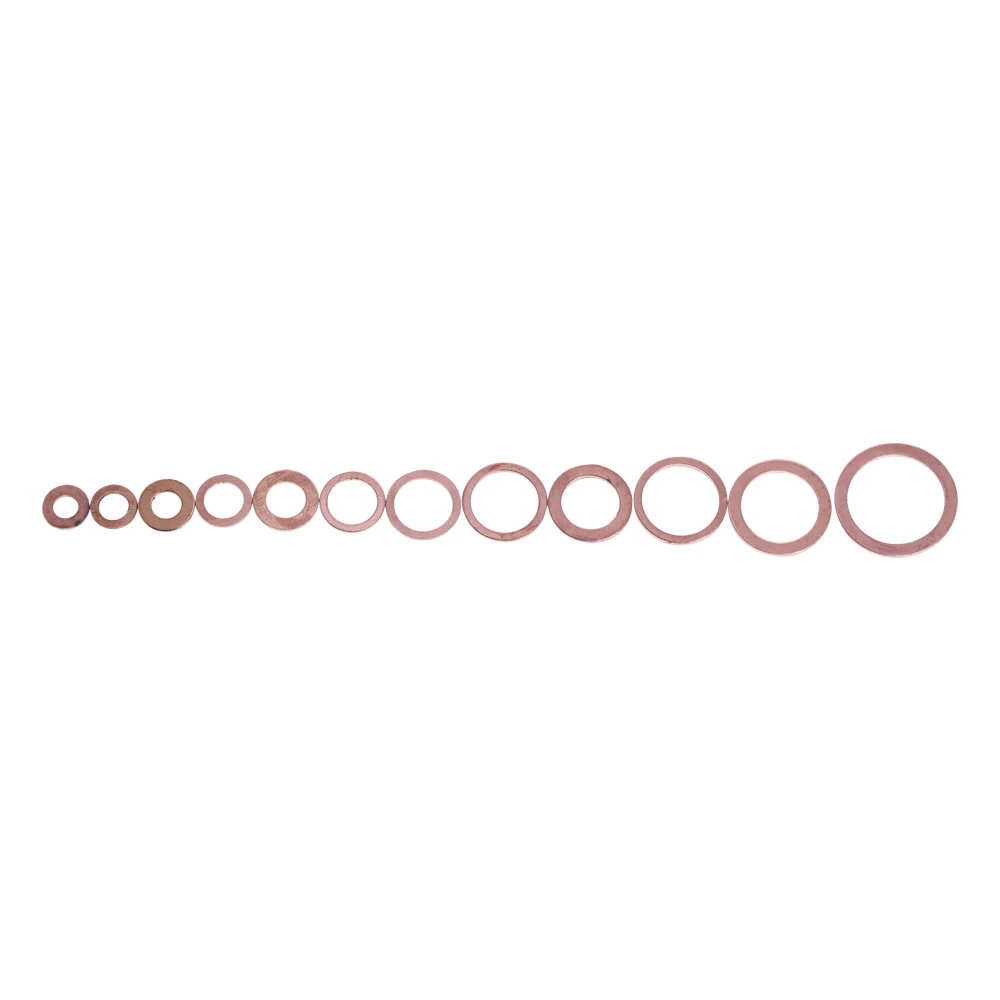 280 шт. 12 размеров Медь шайба комплект прокладок плоские шайбы с коробкой для