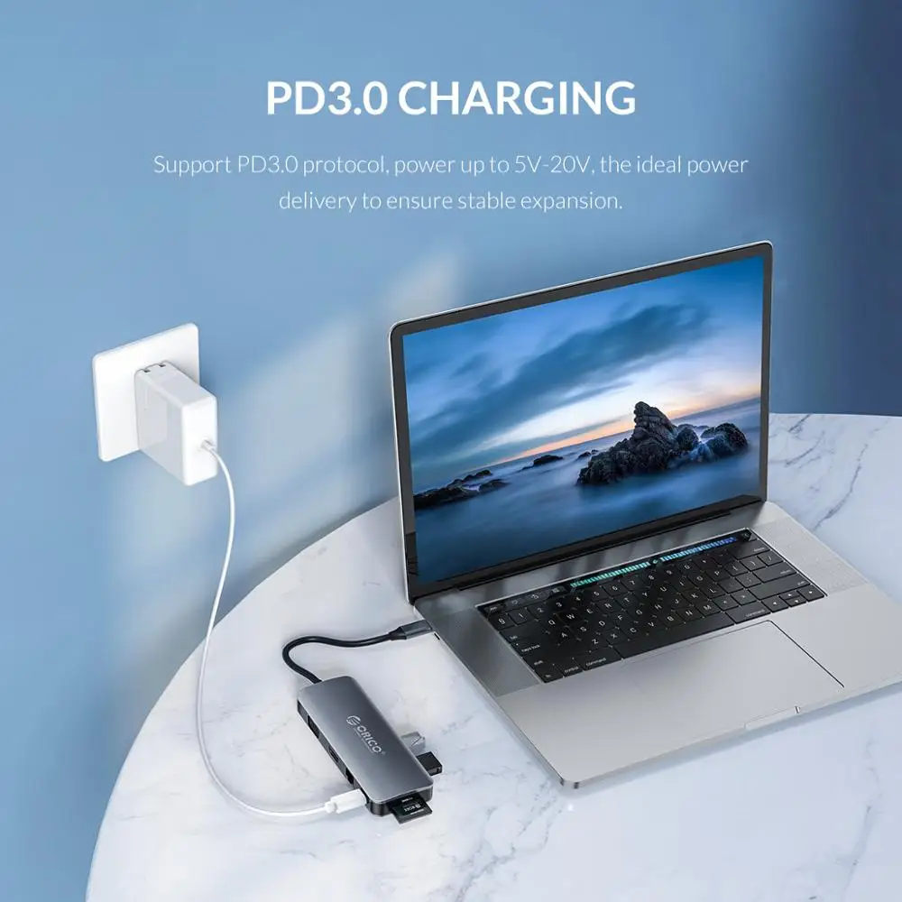 ORICO USB C HUB to USB3.0 HDMI-Compatible VGA 100W PD RJ45 Card Reader Audio Adapter Dock for MacBook Pro Accessories Splitter | Компьютеры