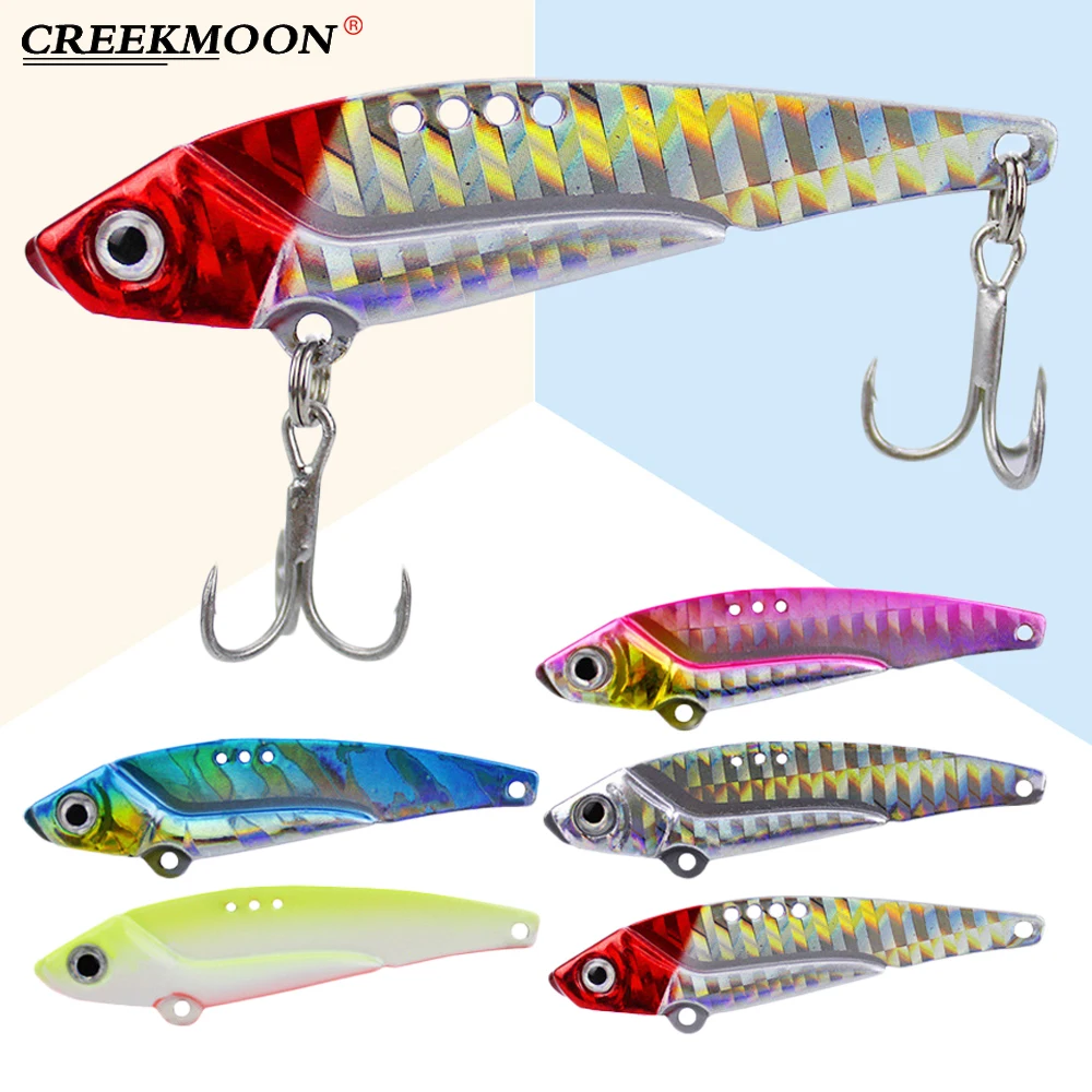 

Winter Sea Hard Fishing Lure VIB Bait 3D Eyes 6.5cm 11.5g Diving Swivel Jig Spoon Wing Wobbler Crankbait with Treble Hooks
