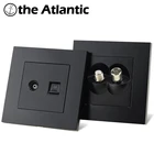 Сетевая спутниковая антенна RJ45 Cat5e для передачи данных, ТВ сигнала, телевизора, телефона, разъем Cat3, настенная розетка, разъем для передачи данных, черный пластик