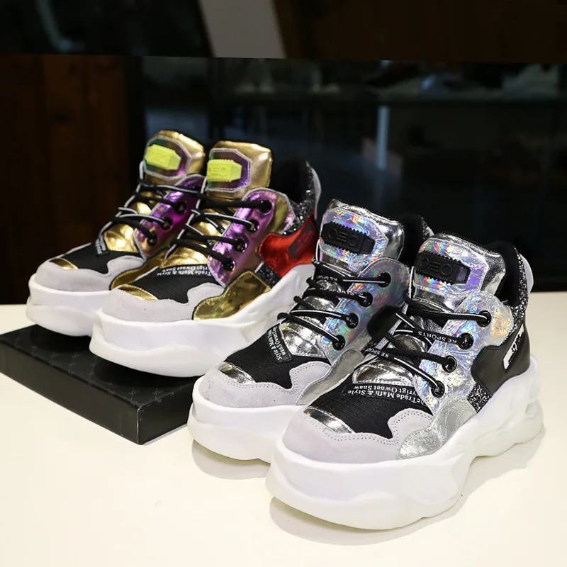 Женские кроссовки с круглым носком fujin черные из натуральной кожи сеткой разных