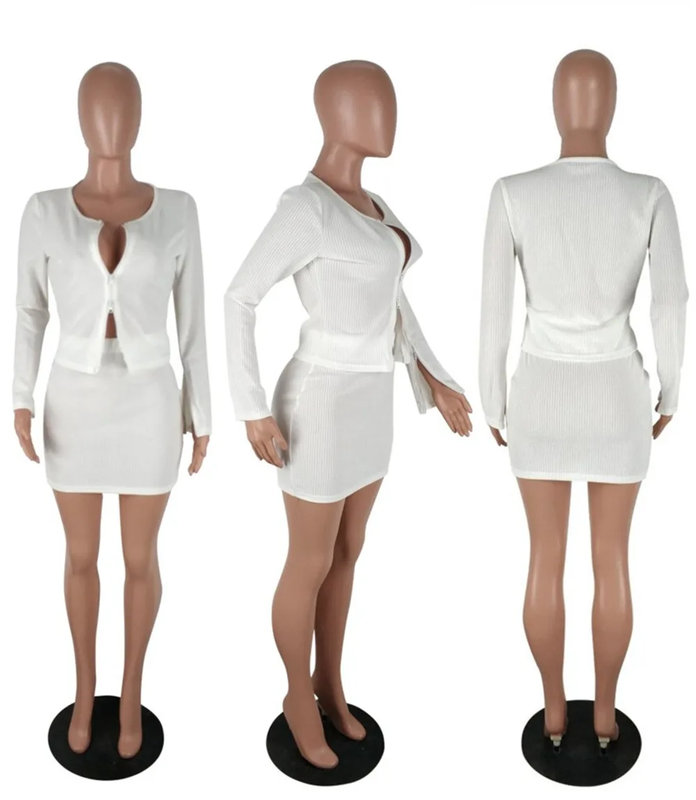 Трикотажный комплект из двух предметов с юбкой в рубчик 2020 Женский