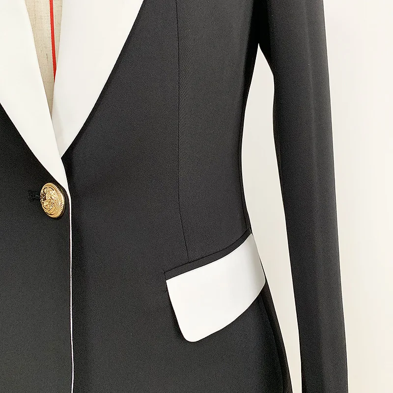 

2021 Brand Designer Luxury Black Blazers Women Metal Lion Buttons Single Breasted High Quality Blazer Ladies Formal Jacket Coat