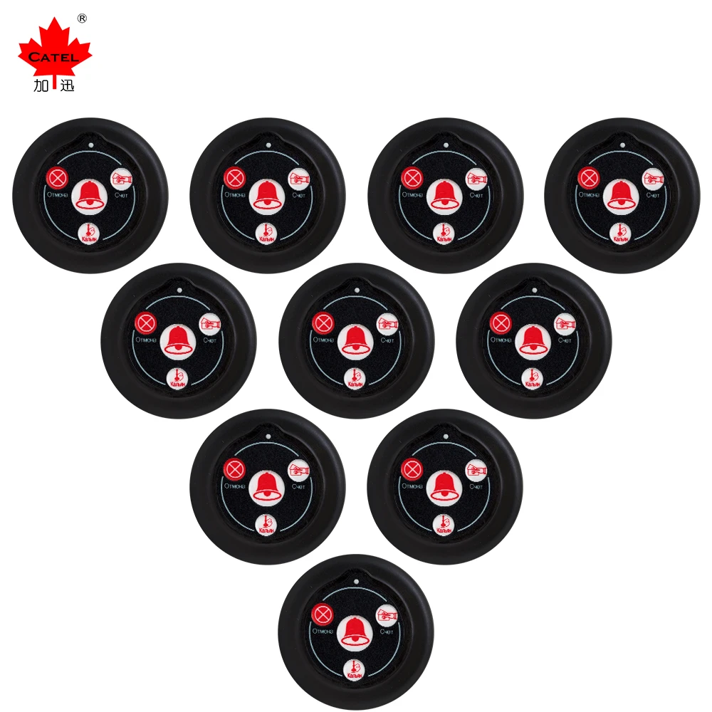 

CATEL 10 pcs of Russian Wireless Calling System Call Button Transmitter Paging Pager for Restaurant Waiter Service Bell Buzzer