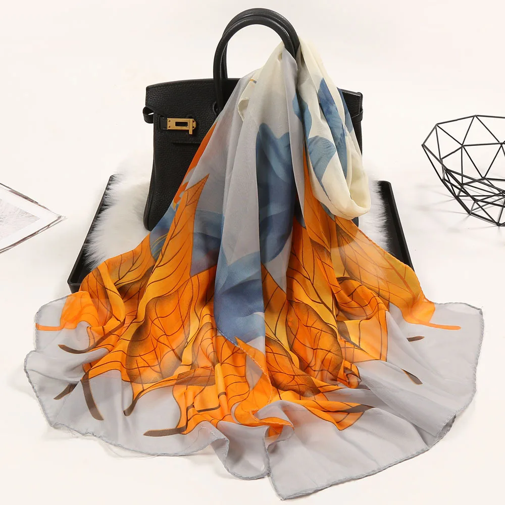 Новинка 2020 модный летний женский пляжный шарф с цветочным принтом шифоновый