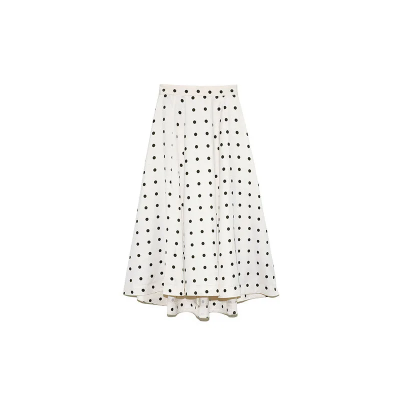 

Vintage Dot Elegant Spring Summer Ouwear Skirt Women High Waist Hip A Line Slim Jupe Femme 2021 French New Slim Faldas Mujer