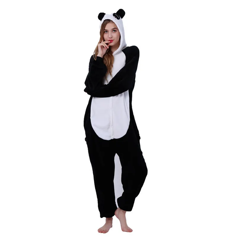 Adults Animal Pajamas Women Sleepwear kigurumi All in One Pyjama Animal Suits Panda Cosplay Cartoon Hooded Pijama