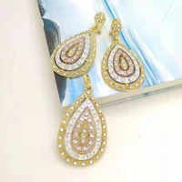 2021 new gold silver pink color pendant earrings for women charm austrian crystal drop statement earrings party jewelry gift