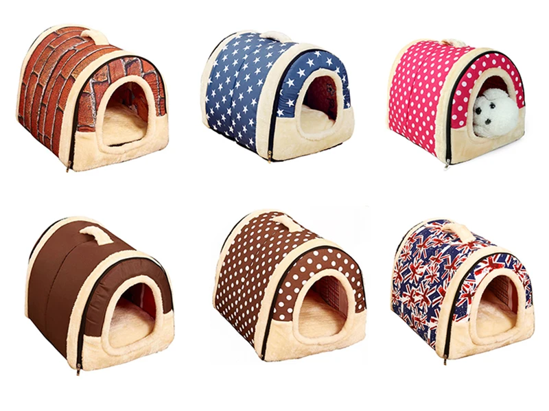Pet Dog House Nest With Mat Foldable Pet Dog Bed Cat Bed House For Small Medium Dogs Travel Kennels For Cats Pet Products