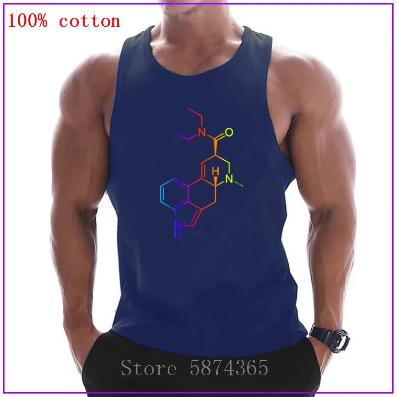 LSD Colored Molecule New fashion cotton sleeveless tank top men Fitness Bodybuilding workout gym vest fitness |
