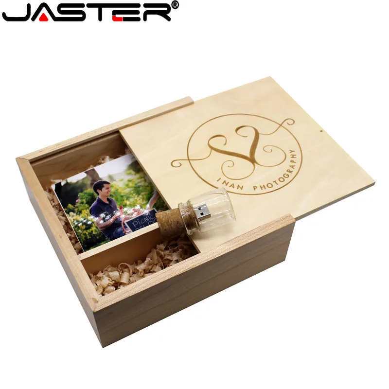

JASTER 180*180*60mm Photo Album Wooden USB+Box usb flash drive Memory stick Pendrive 8GB 16GB customer LOGO Photography Wedding