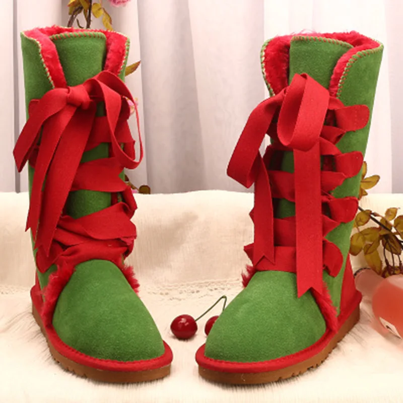 Green as pic UVWP; ; Лидер продаж; женские зимние сапоги; высокие сапоги из натуральной кожи; теплые зимние сапоги; женская обувь - Цвет: Green as pic