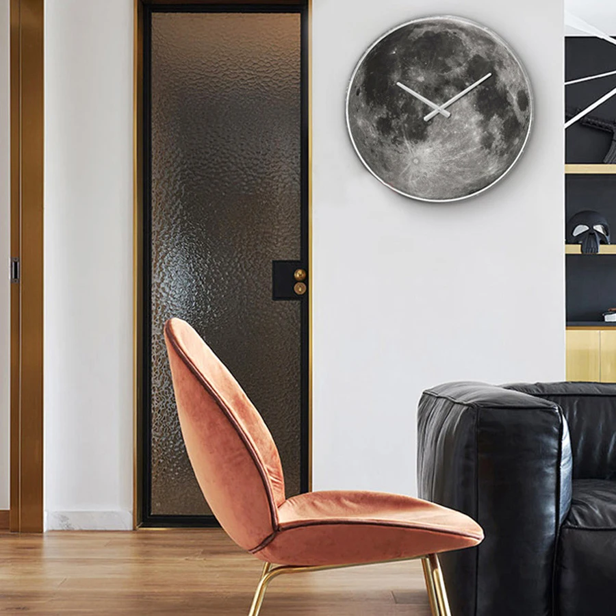 Large Metal Wall Clock Modern Design Living Room Decoration Creative Planet Earth 3D Clocks Big Watch Home Decor 50 cm | Дом и сад