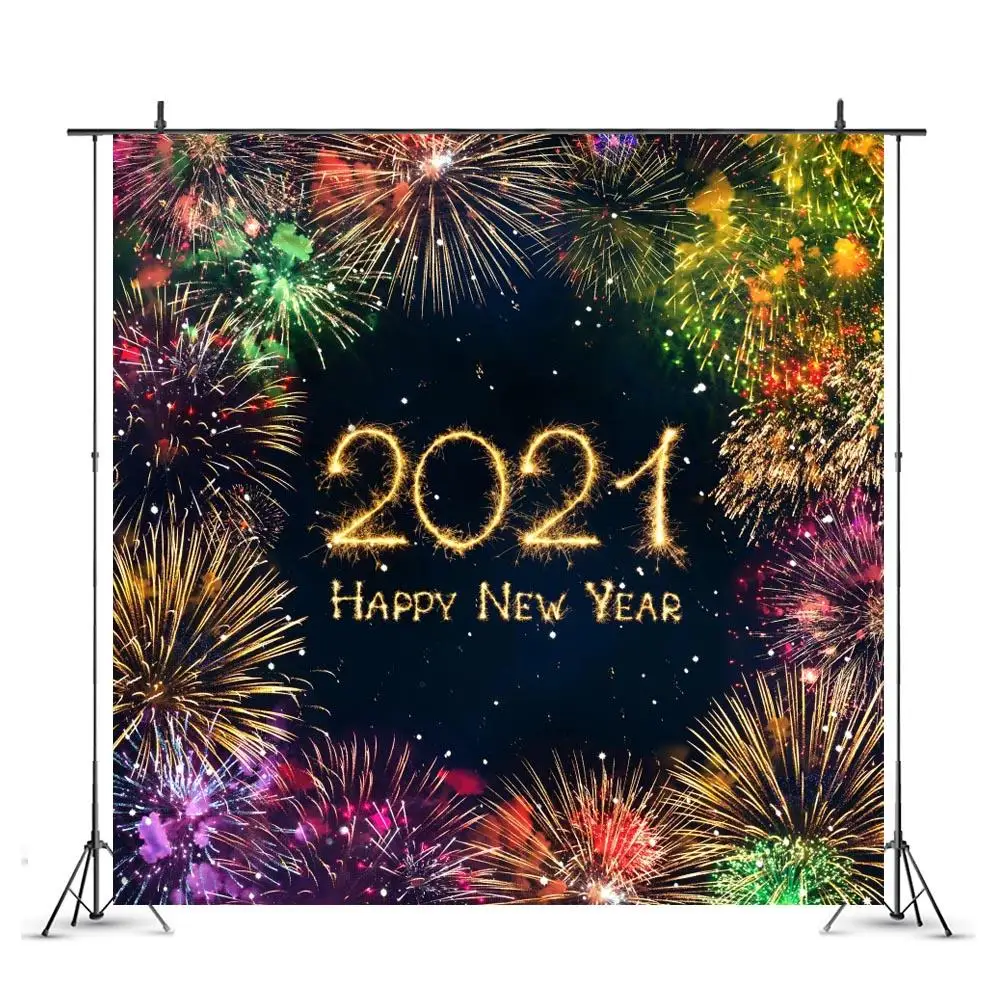 

Happy New Year Backdrop 2021 Grandiose Fireworks Party Background For Photography Celebrate Banner Photo Booth Shoot Studio Prop