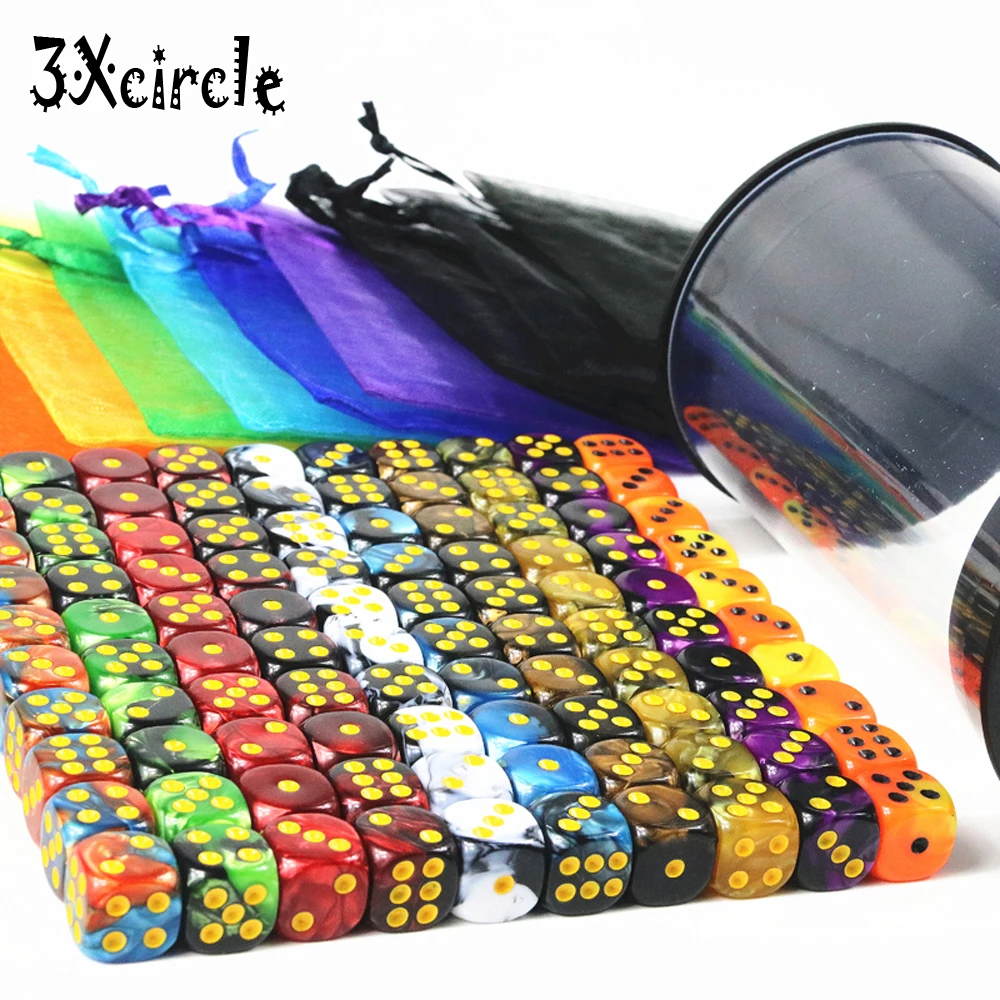 100 шт. игральные кости с радужными кубиками 12 мм шт./компл. из D6 игра в игры для