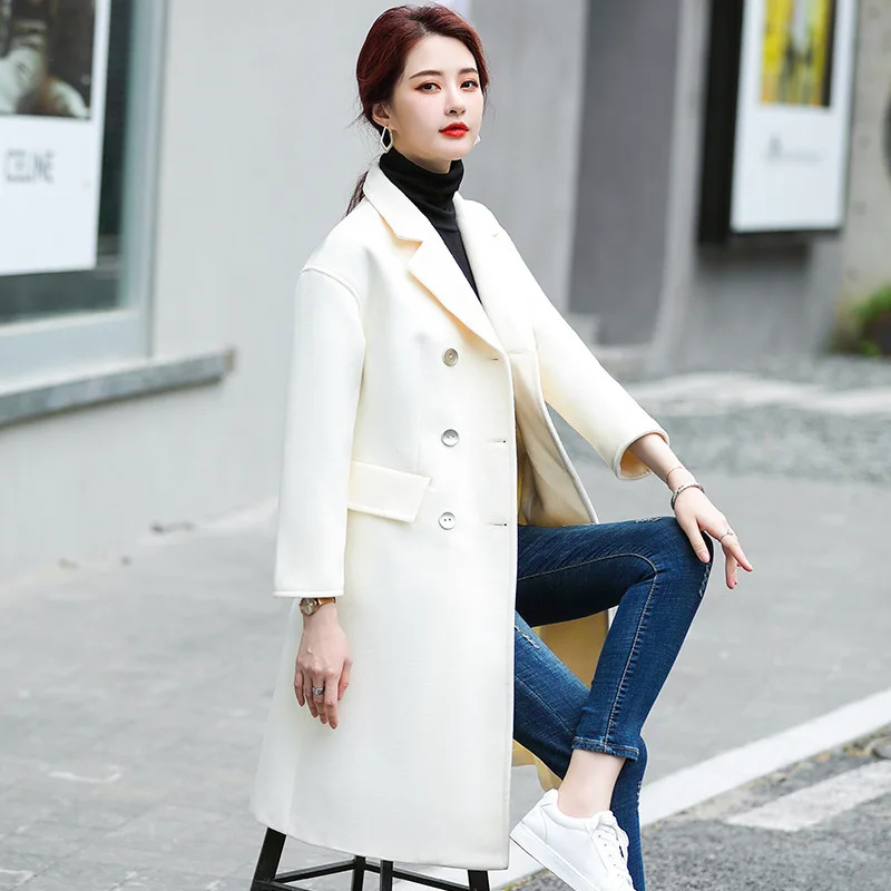 

2020 Women's Trench Coat Autumn Winter New Women's Wind Breaker Female Solid Color Long Sleeves Jacket Slim Coat Plus Size A284