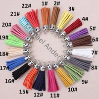 10pcslot 50mm mix color suede tassels pendants with silver caps macrame for jewelry accessory making diy material findings