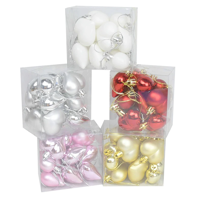 12 шт/коробка подвесной в форме сердца орнамент красный золотой серебряный