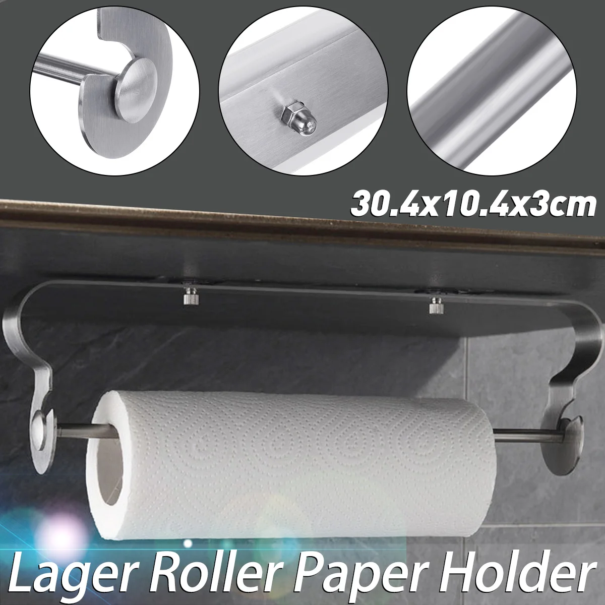 

Bathroom Toilet Punch-free Paper Towel Holder Stainless Steel Larger Roller Paper Holders Kitchen Fresh-Keeping Bag Rack Silver