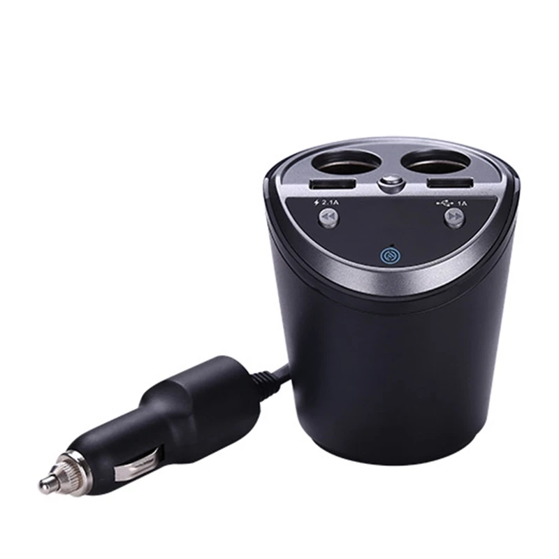 

Car FM Bluetooth Transimtter Modulator Handsfree Car Kit Cup Style Dual Port Lighter Socket Splitter USB Charger
